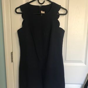 J.Crew navy scalloped edge shift dress